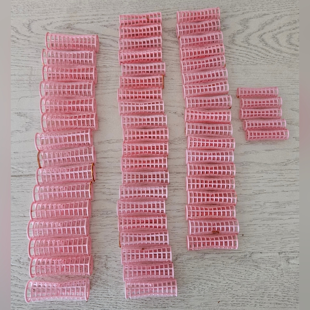 Vintage 1959s Pink Bobbi Roller Perm Plastic Curlers NO PINS 3 Sizes Lot Of 58